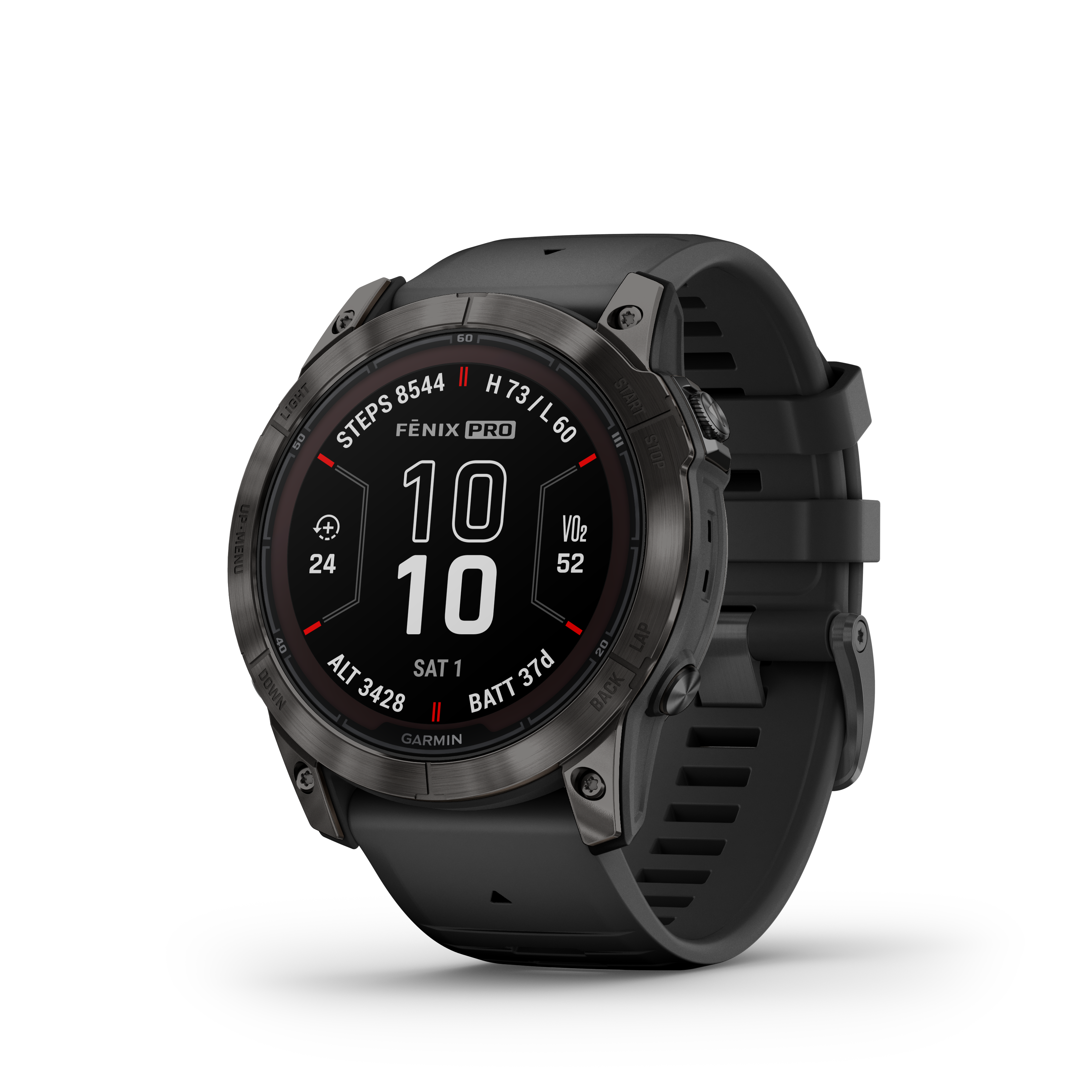 Product Image for Garmin fenix® 7X Pro – Sapphire Solar Edition Kolgrå titan med diamantliknande kol och svart armband