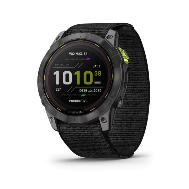 Product Image for Garmin Enduro™ 2 – Kolgrå titan med diamantliknande kol och svart UltraFit nylonarmband
